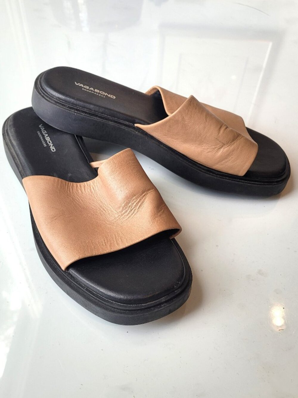 Vagabond Connie Leather Slides Tan Size EU 38